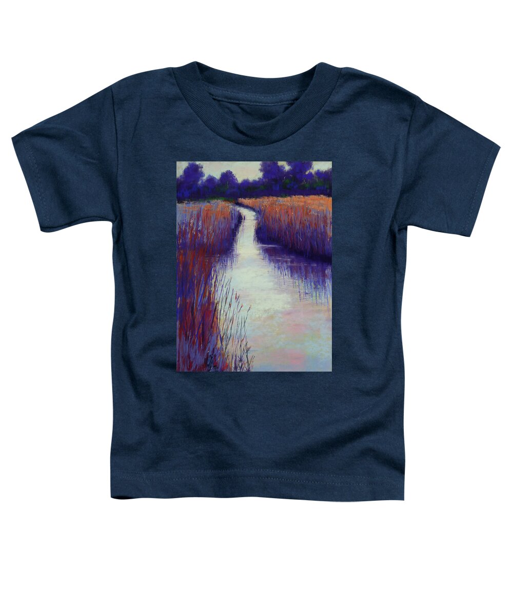 Landscape Toddler T-Shirt featuring the painting Marshy Reeds by Lisa Crisman
