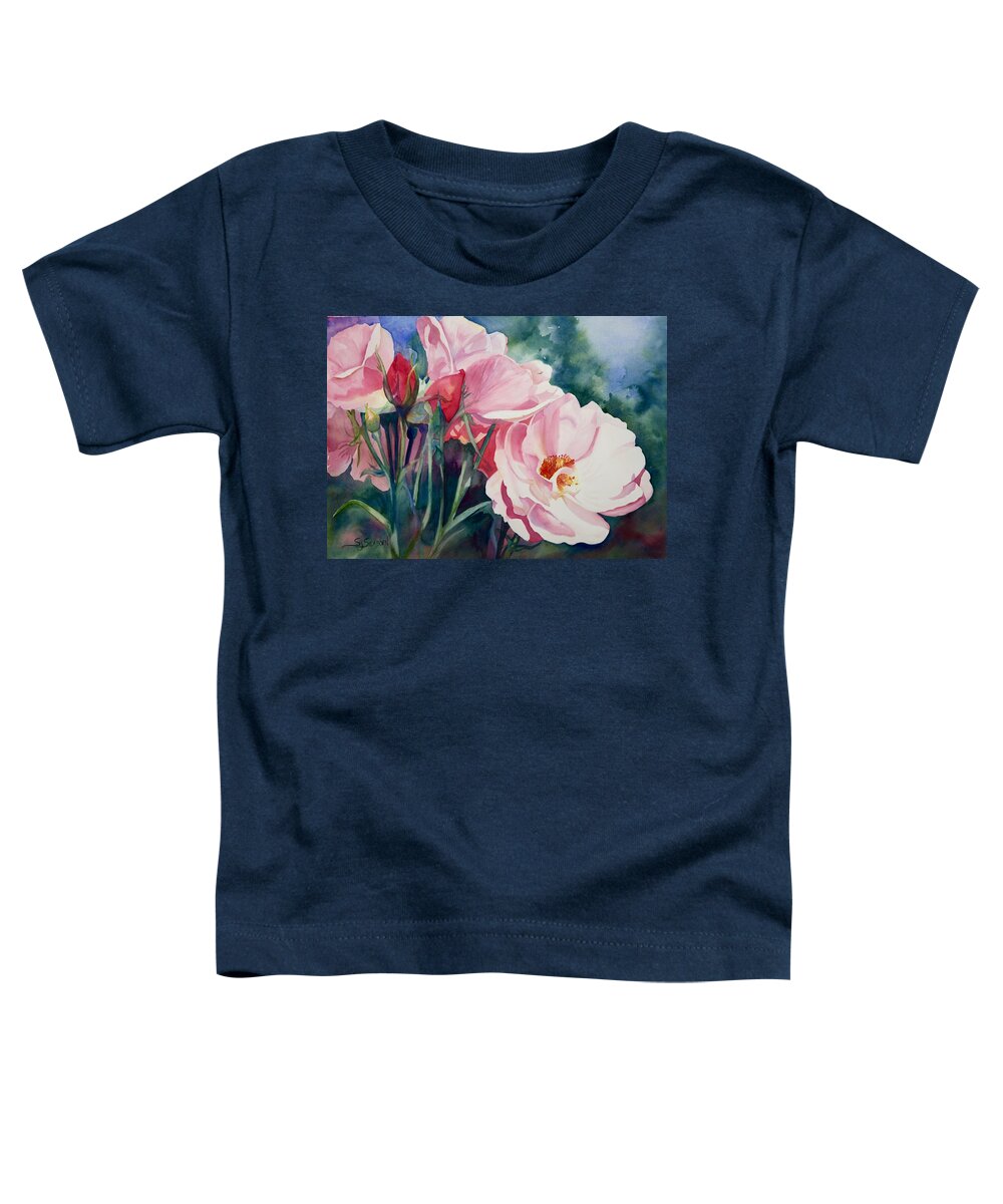 Original Watercolor Toddler T-Shirt featuring the painting Memorial Rose Garden by Susan Seaborn