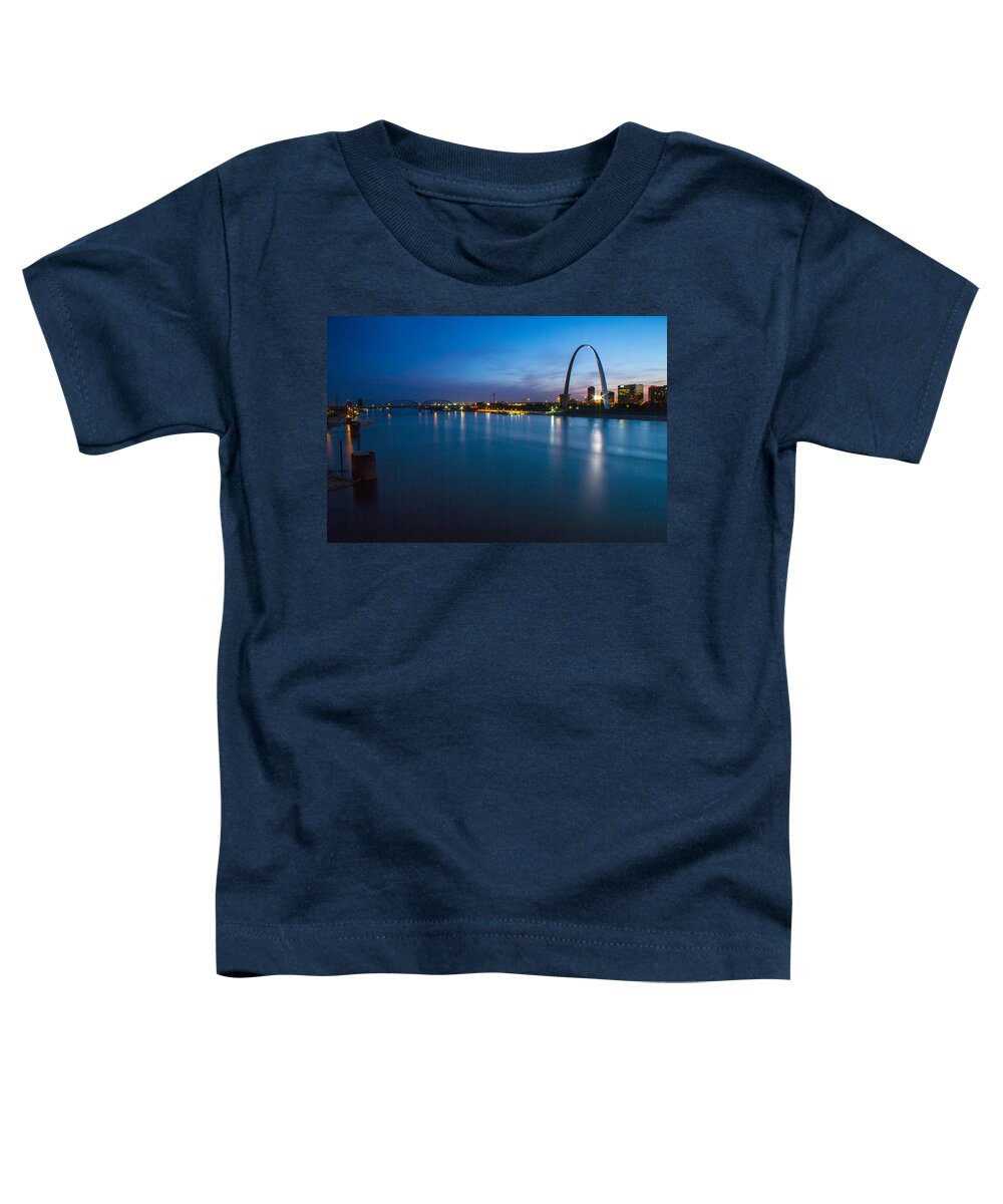 Mississippi River Toddler T-Shirt featuring the photograph Mississippi river and St Louis skyine by Garry McMichael