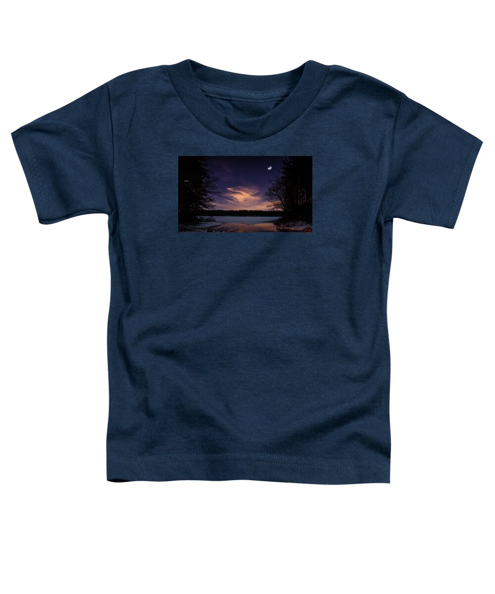 Moon Toddler T-Shirt featuring the photograph Moon Lake by Robert McKay Jones
