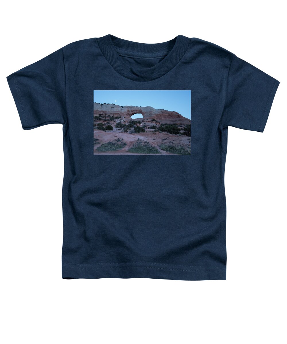 Wilson Arch Toddler T-Shirt featuring the photograph Moonrise Over Wilson Arch by Tom Cochran