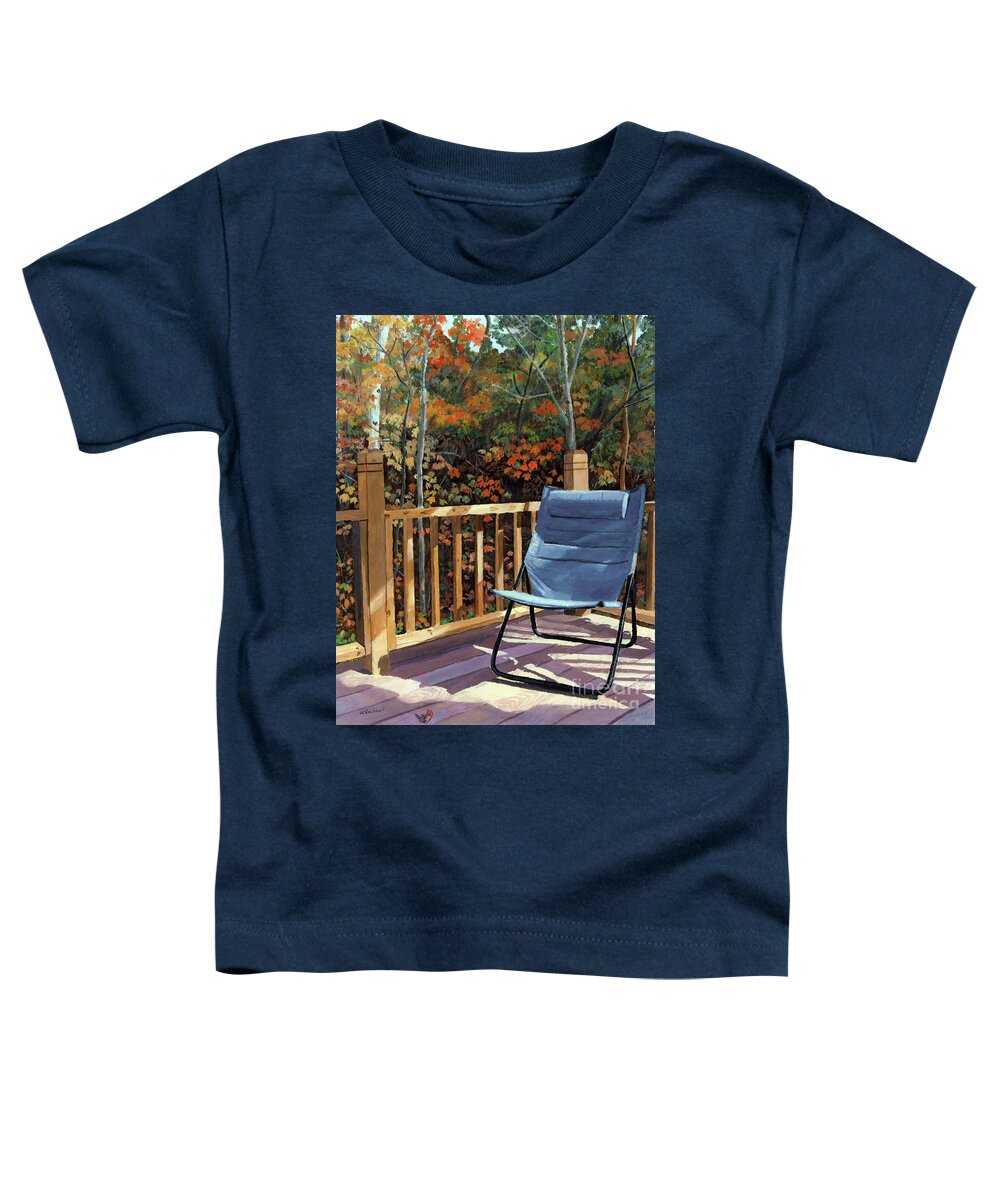 Camp. Fall Toddler T-Shirt featuring the painting My Favorite Spot by Lynne Reichhart