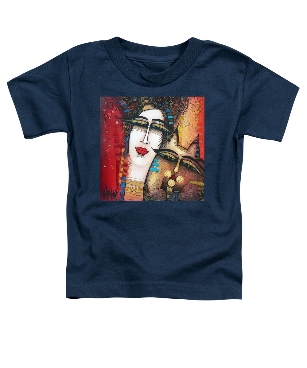 Cat Toddler T-Shirt featuring the painting My friend the cat by Albena Vatcheva