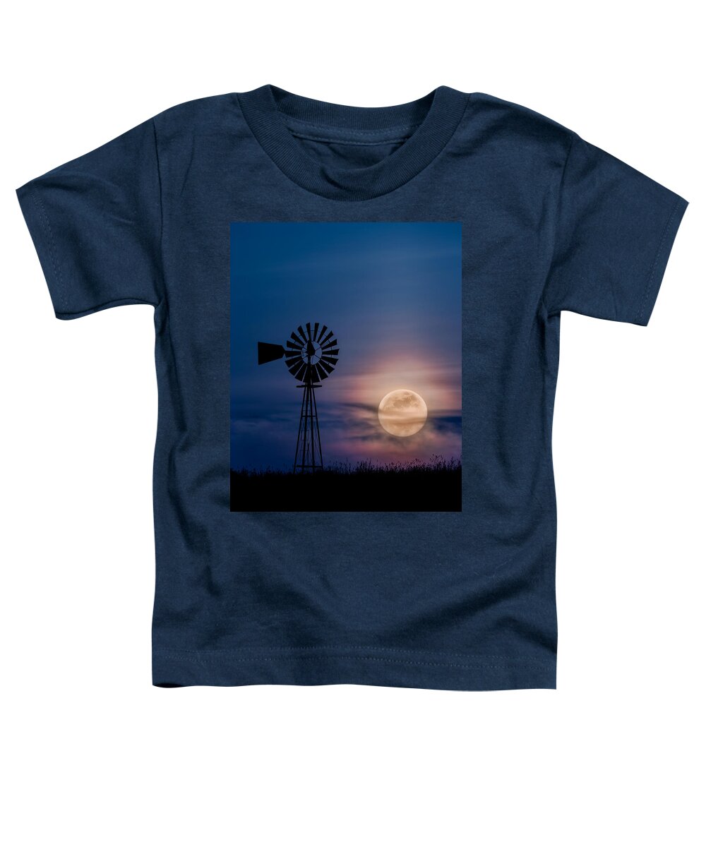 Windmill Toddler T-Shirt featuring the photograph Mystical Moon by Bill Wakeley