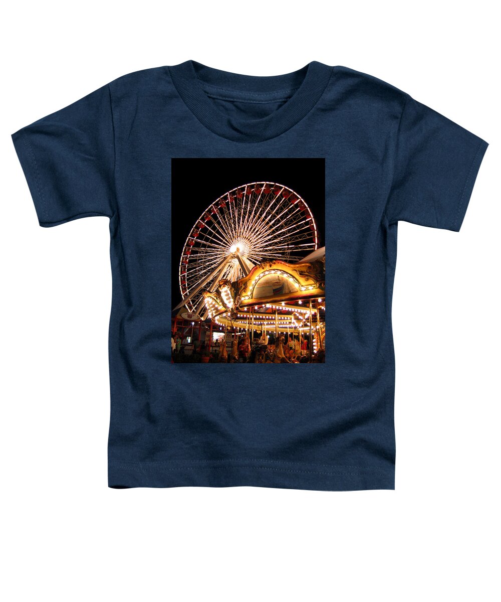 Night Toddler T-Shirt featuring the photograph Night at Navy Pier by Laura Kinker