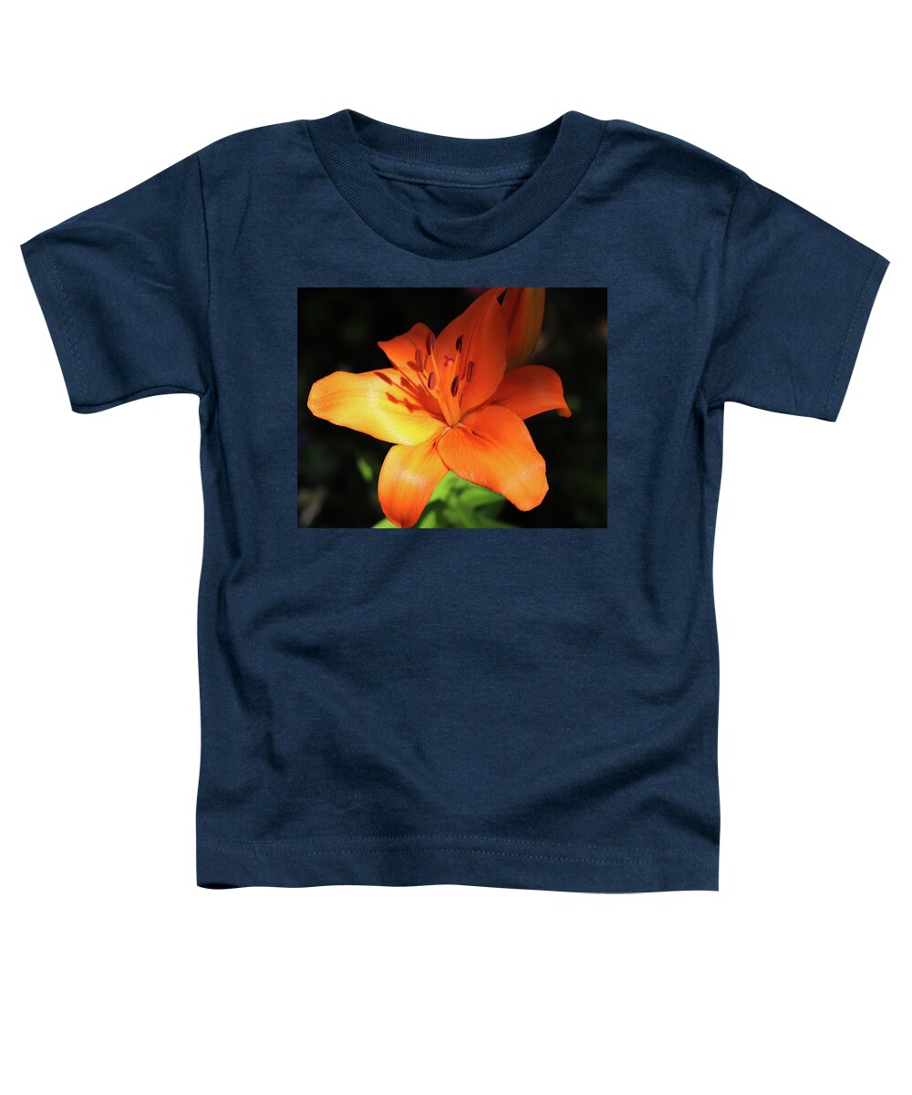 Lily Toddler T-Shirt featuring the photograph Orange Evening Lily by Johanna Hurmerinta