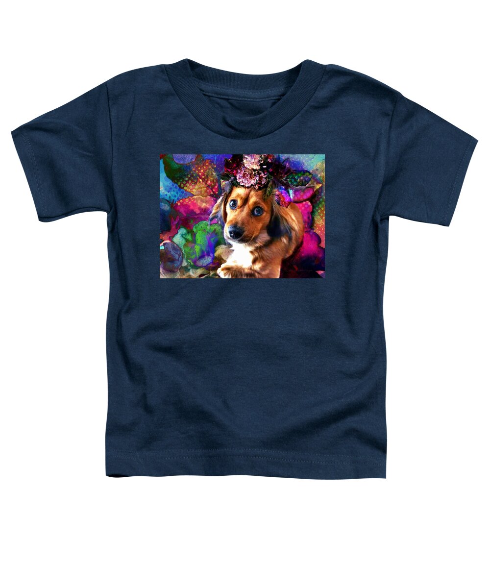 Cute Dog Toddler T-Shirt featuring the digital art Party Animal by Delight Worthyn