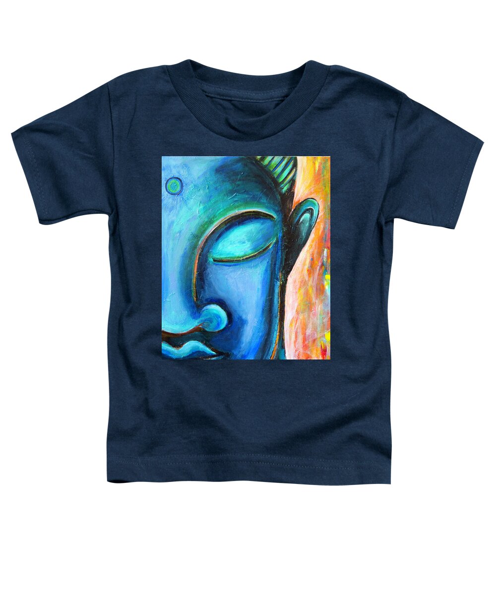Buddha Toddler T-Shirt featuring the painting Peaceful Blue by Kathy Strauss