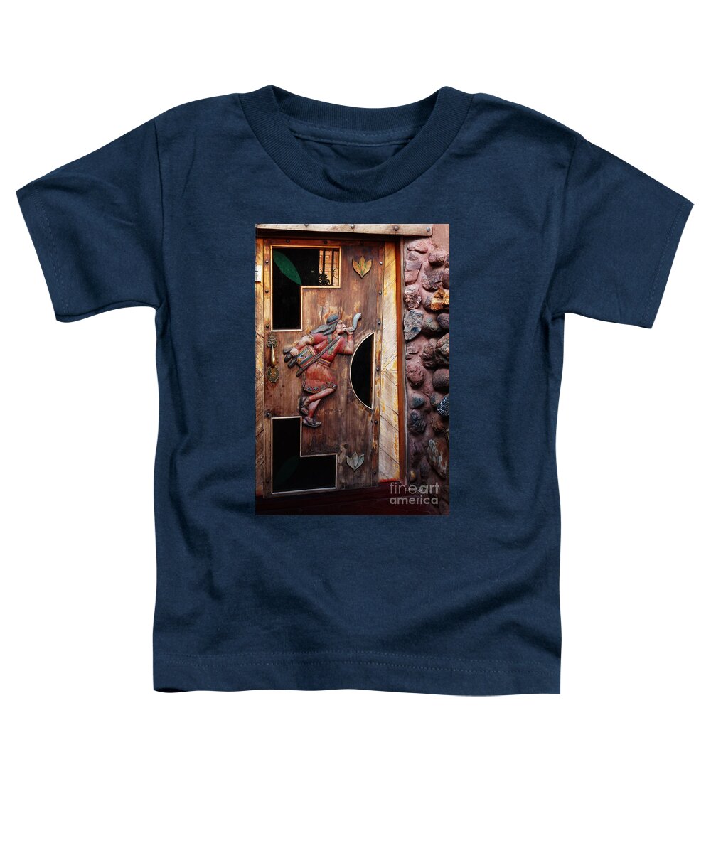 Adobe Toddler T-Shirt featuring the photograph Peruvian Door Decor 16 by Xueling Zou