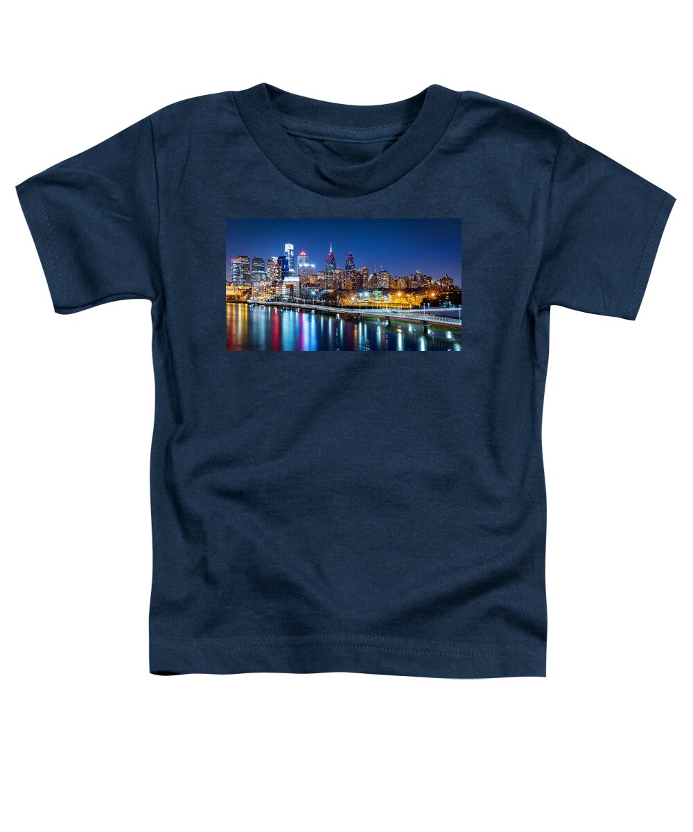 America Toddler T-Shirt featuring the photograph Philadelphia skyline by night by Mihai Andritoiu
