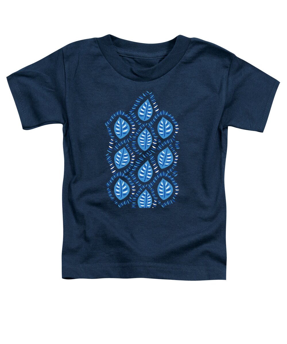 Pattern Toddler T-Shirt featuring the digital art Pretty Decorative Blue Leaves Pattern by Boriana Giormova