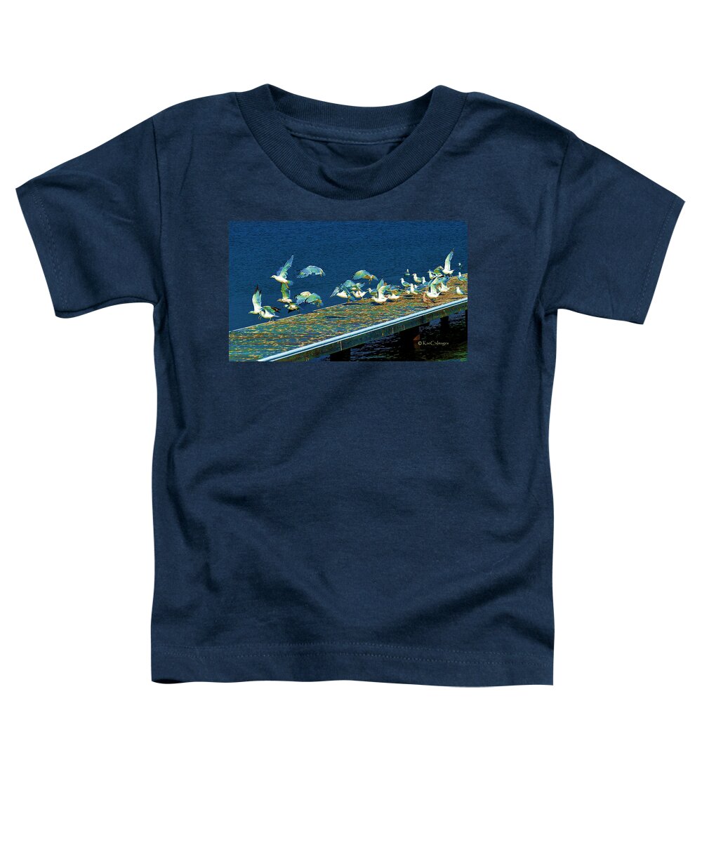 Wildlife Toddler T-Shirt featuring the mixed media Psychedelic Gulls by Kae Cheatham