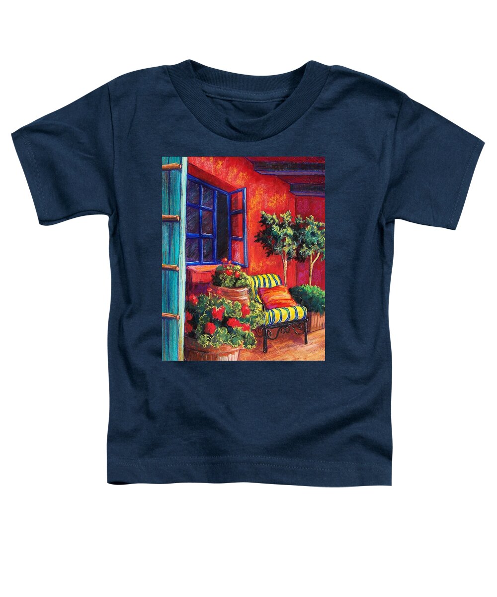 Patio Toddler T-Shirt featuring the pastel Red Patio by Candy Mayer