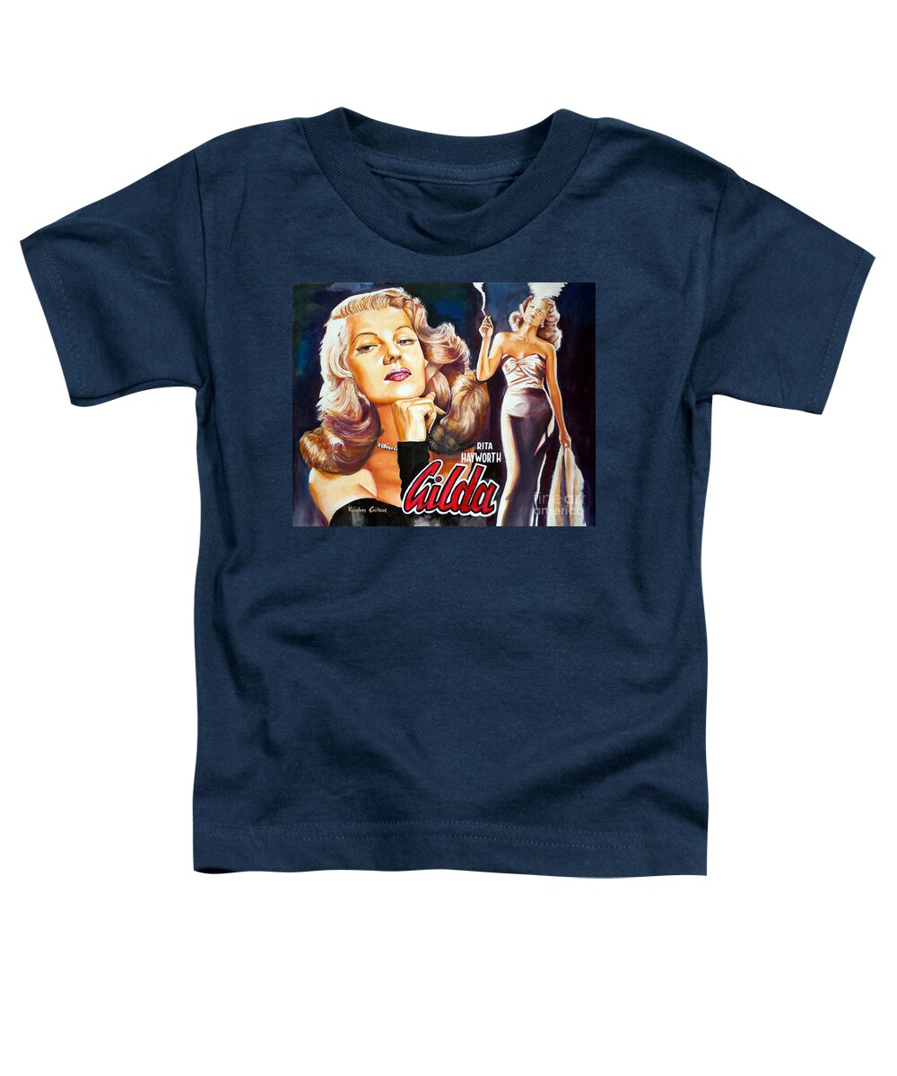 Rita Hayworth Toddler T-Shirt featuring the painting Rita Hayworth - Gilda by Star Portraits Art
