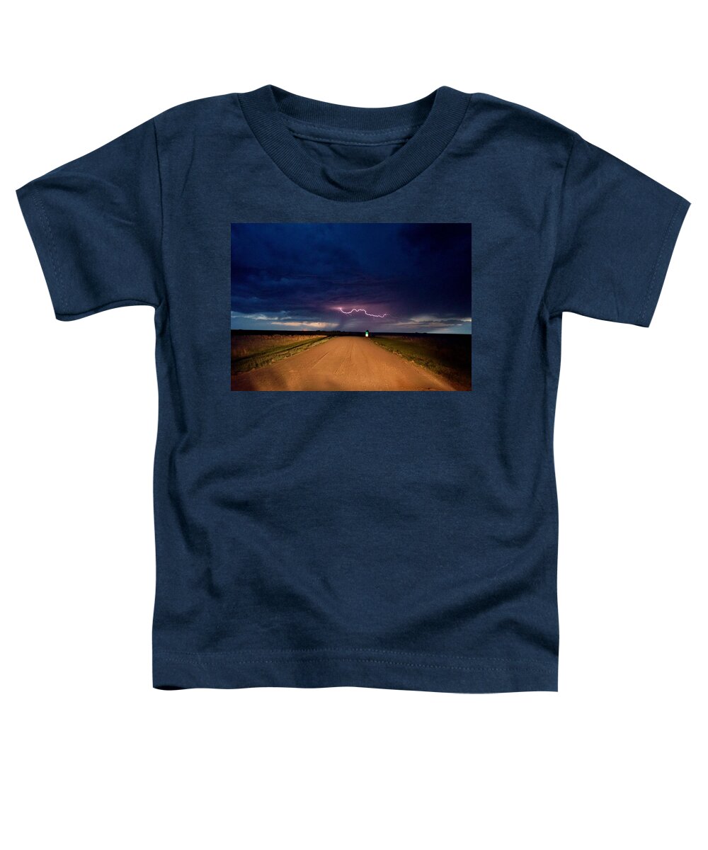 Lightning Toddler T-Shirt featuring the photograph Road Under the Storm by Ed Sweeney
