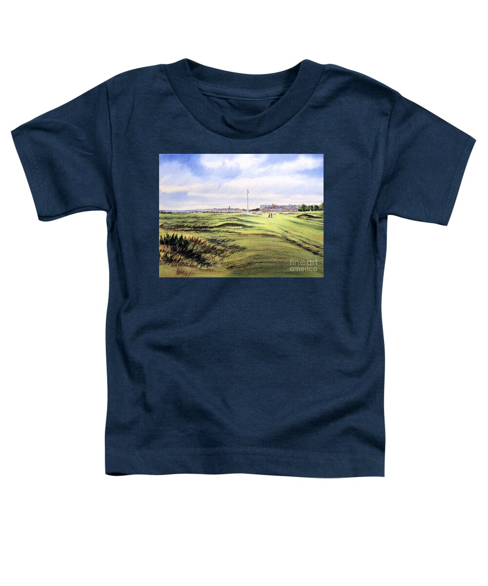 Golf Toddler T-Shirt featuring the painting Royal Troon Golf Course by Bill Holkham