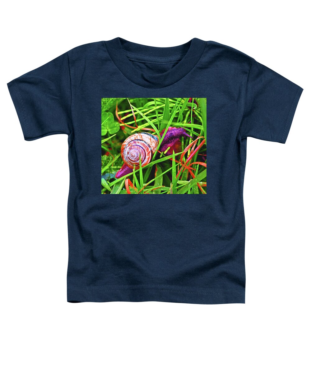 Adria Trail Toddler T-Shirt featuring the photograph Scarlet Snail by Adria Trail