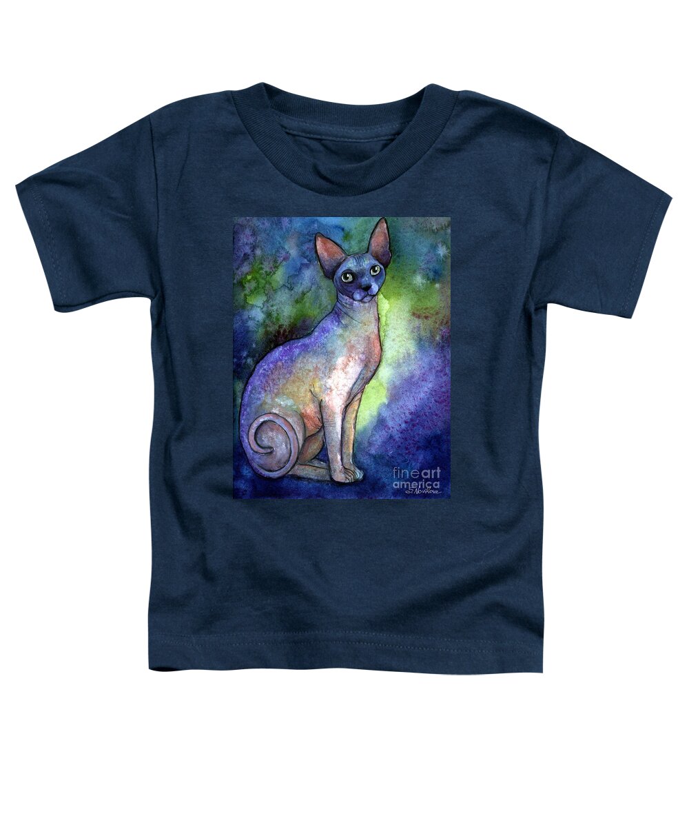 Sphynx Cat Art Toddler T-Shirt featuring the painting Shynx Cat 2 painting by Svetlana Novikova