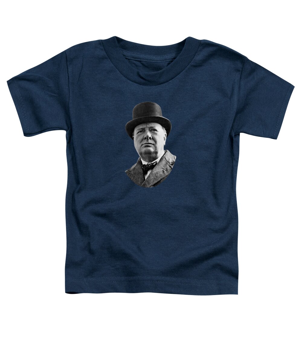 Wwii Toddler T-Shirt featuring the photograph Sir Winston Churchill by War Is Hell Store