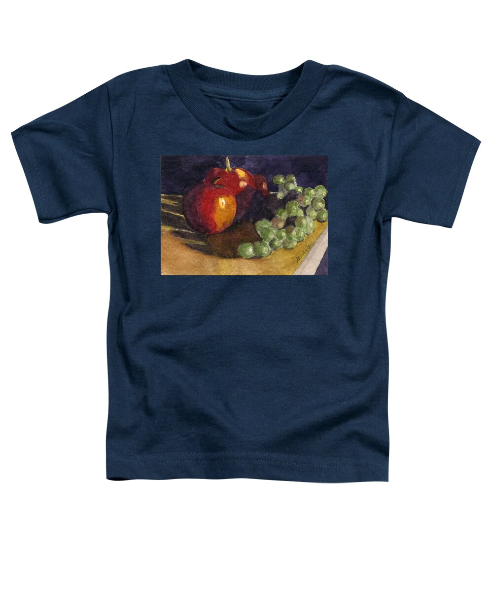 Watercolor Toddler T-Shirt featuring the painting Still Apples by Lynne Reichhart