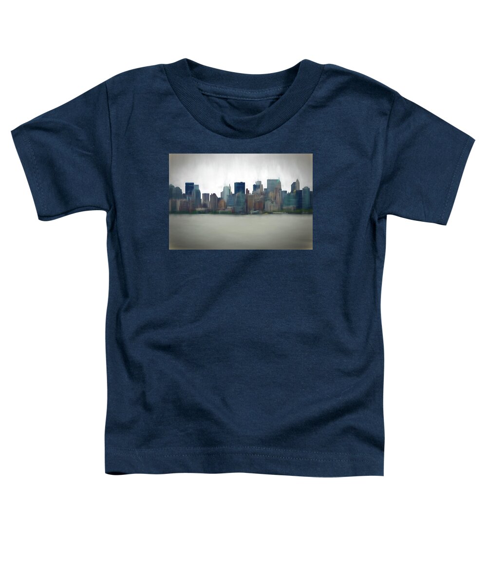 New York City Toddler T-Shirt featuring the digital art Storm in the City by OLena Art by Lena Owens - Vibrant DESIGN