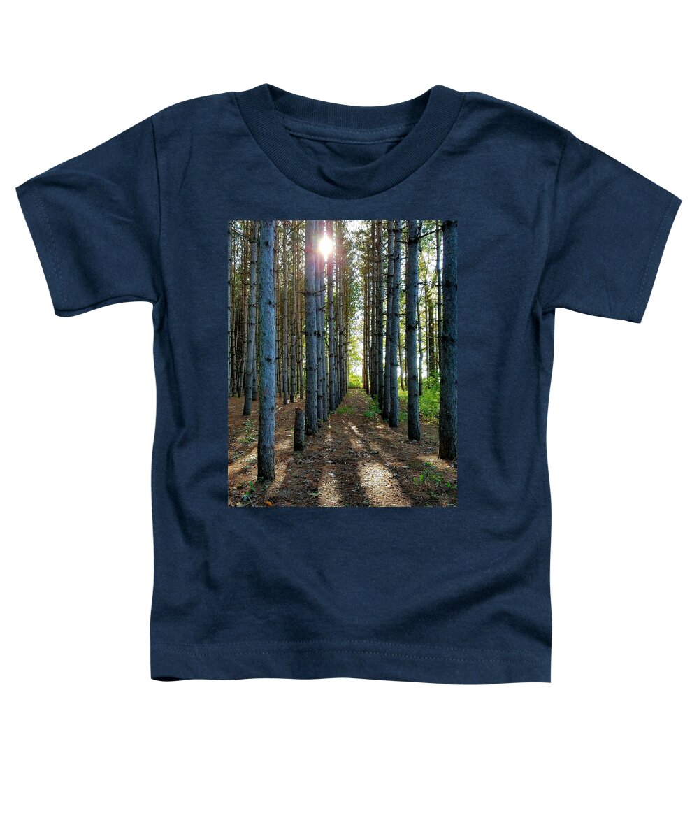 Sunlight Toddler T-Shirt featuring the photograph Sunlight Through the Forest Trees by Vic Ritchey
