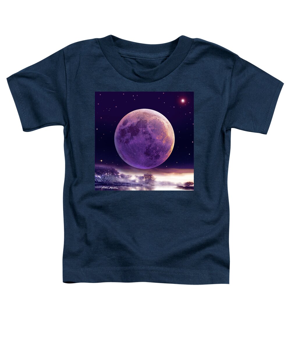 Cold Moon Toddler T-Shirt featuring the digital art Super Cold Moon over December by Robin Moline