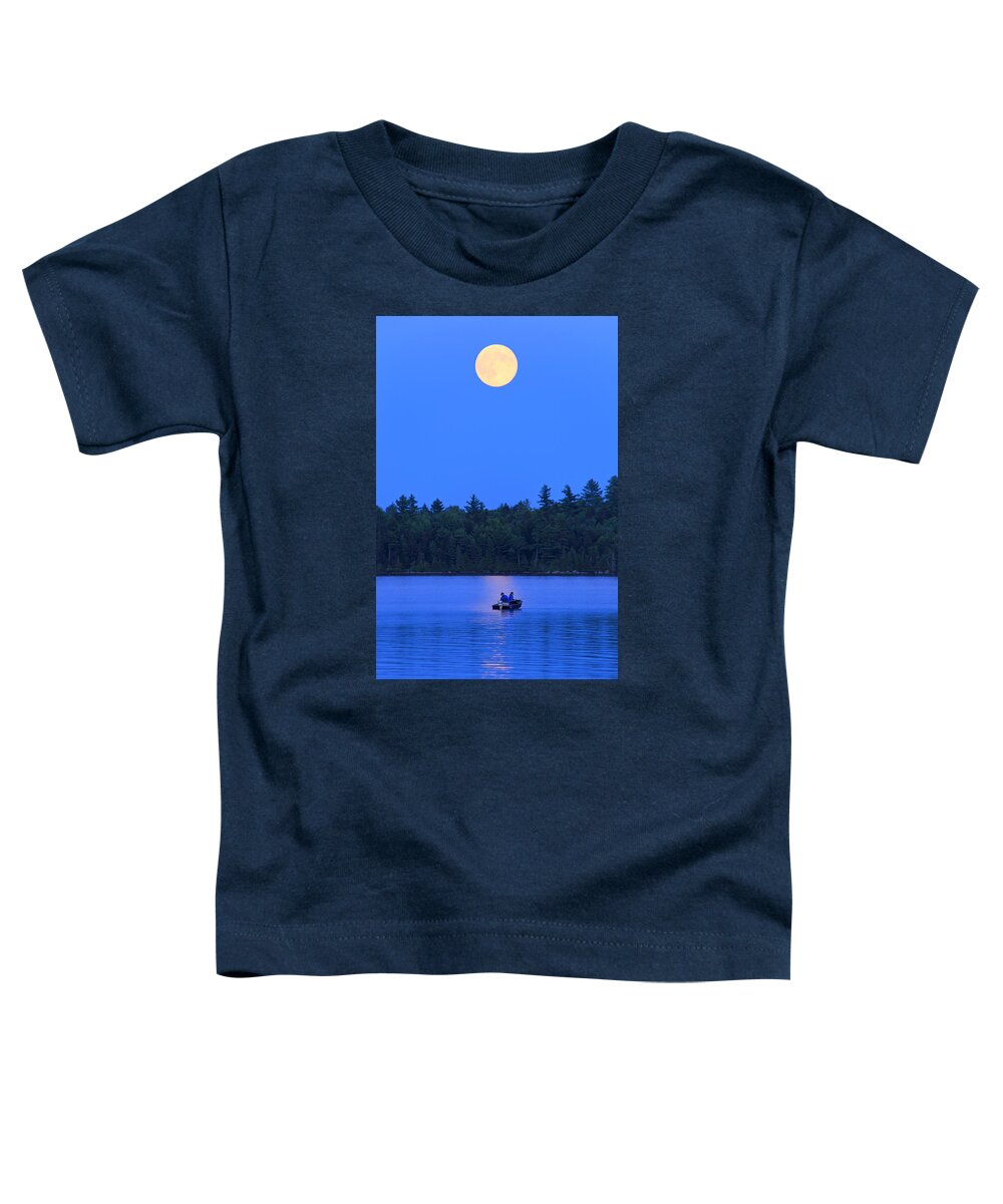 Super Moon Toddler T-Shirt featuring the photograph Super Moon at the Lake by Barbara West
