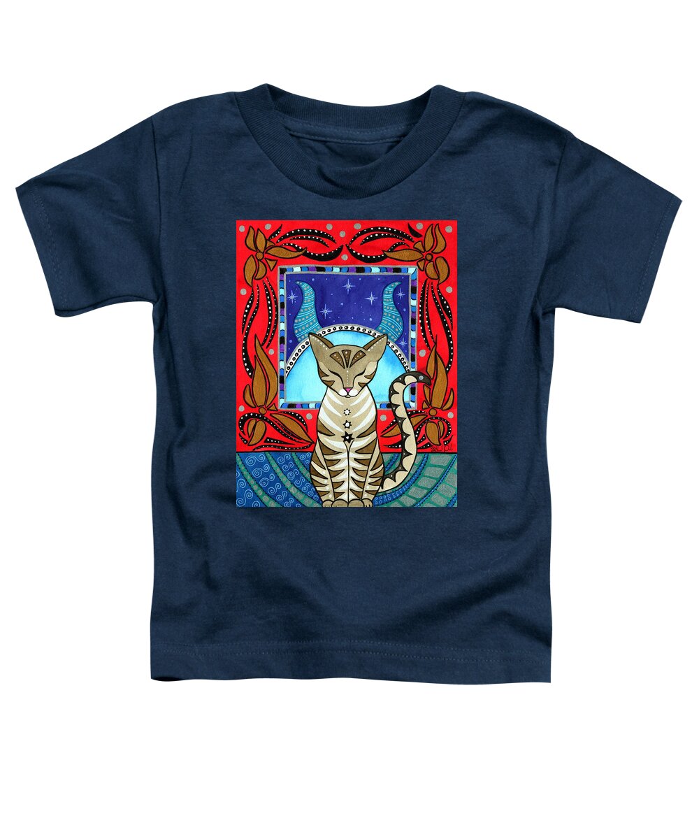 Cat Toddler T-Shirt featuring the painting Taurus Cat Zodiac by Dora Hathazi Mendes