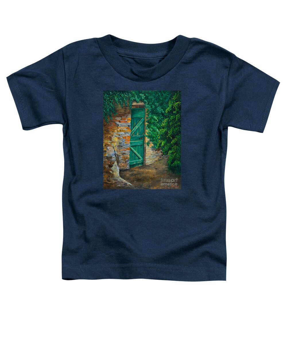 Cinque Terre Italy Art Toddler T-Shirt featuring the painting The Garden Gate In Cinque Terre by Charlotte Blanchard