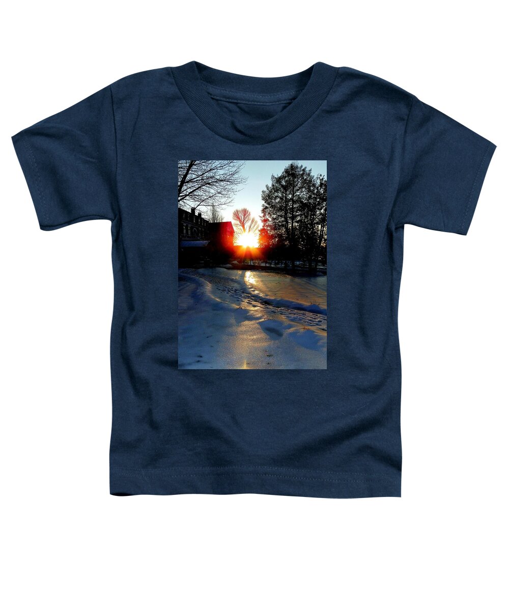 Snow Toddler T-Shirt featuring the photograph The Lighted Path by Karen Wiles