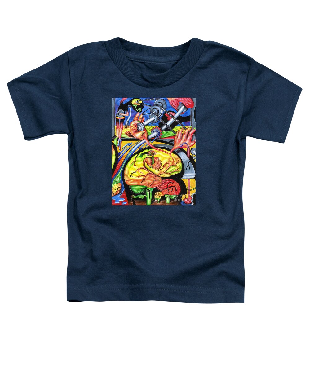 Consciousness Toddler T-Shirt featuring the drawing The Mechanics of Consciousness by Justin Jenkins