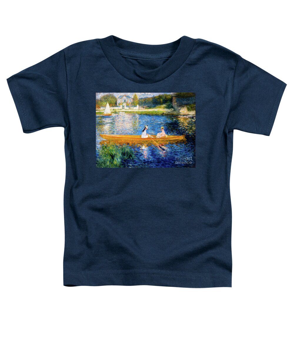 Renoir Boating On The Seine Toddler T-Shirt featuring the painting Boating on the Seine by Renoir by Auguste Renoir