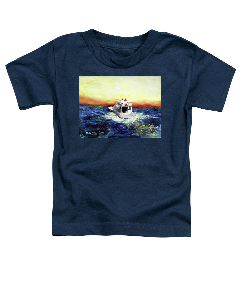 Seascape Toddler T-Shirt featuring the painting The Voyage by Anitra Handley-Boyt