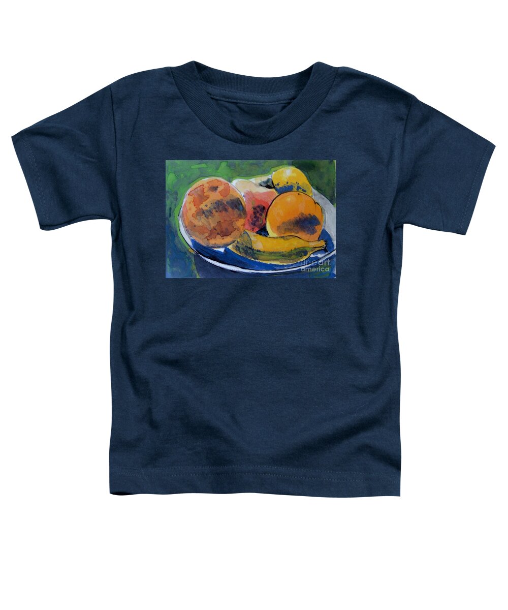 Banana Toddler T-Shirt featuring the mixed media Tropical Fruit in a Bowl by Vesna Antic