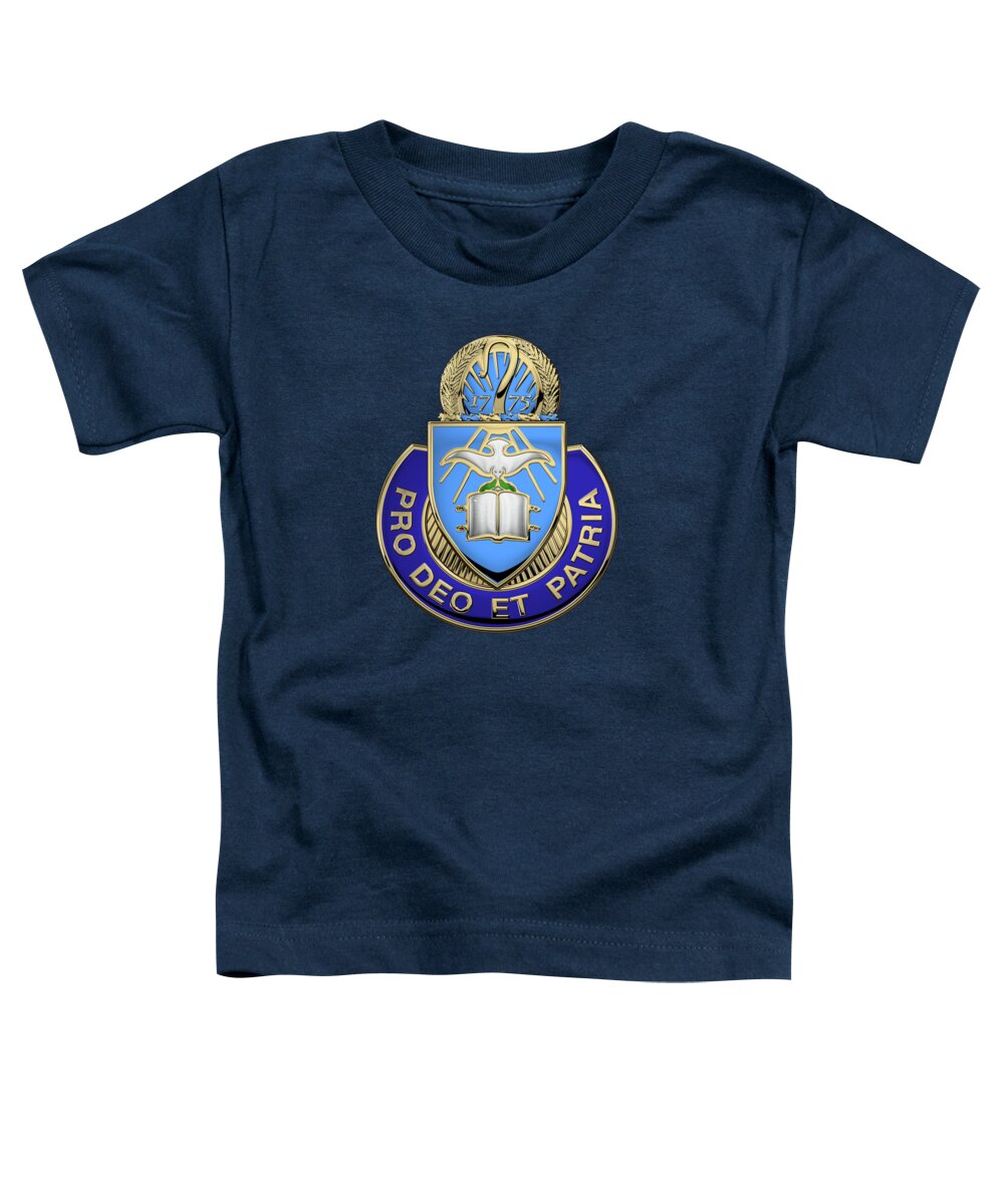 'military Insignia & Heraldry' Collection By Serge Averbukh Toddler T-Shirt featuring the digital art U. S. Army Chaplain Corps - Regimental Insignia over Blue Velvet by Serge Averbukh