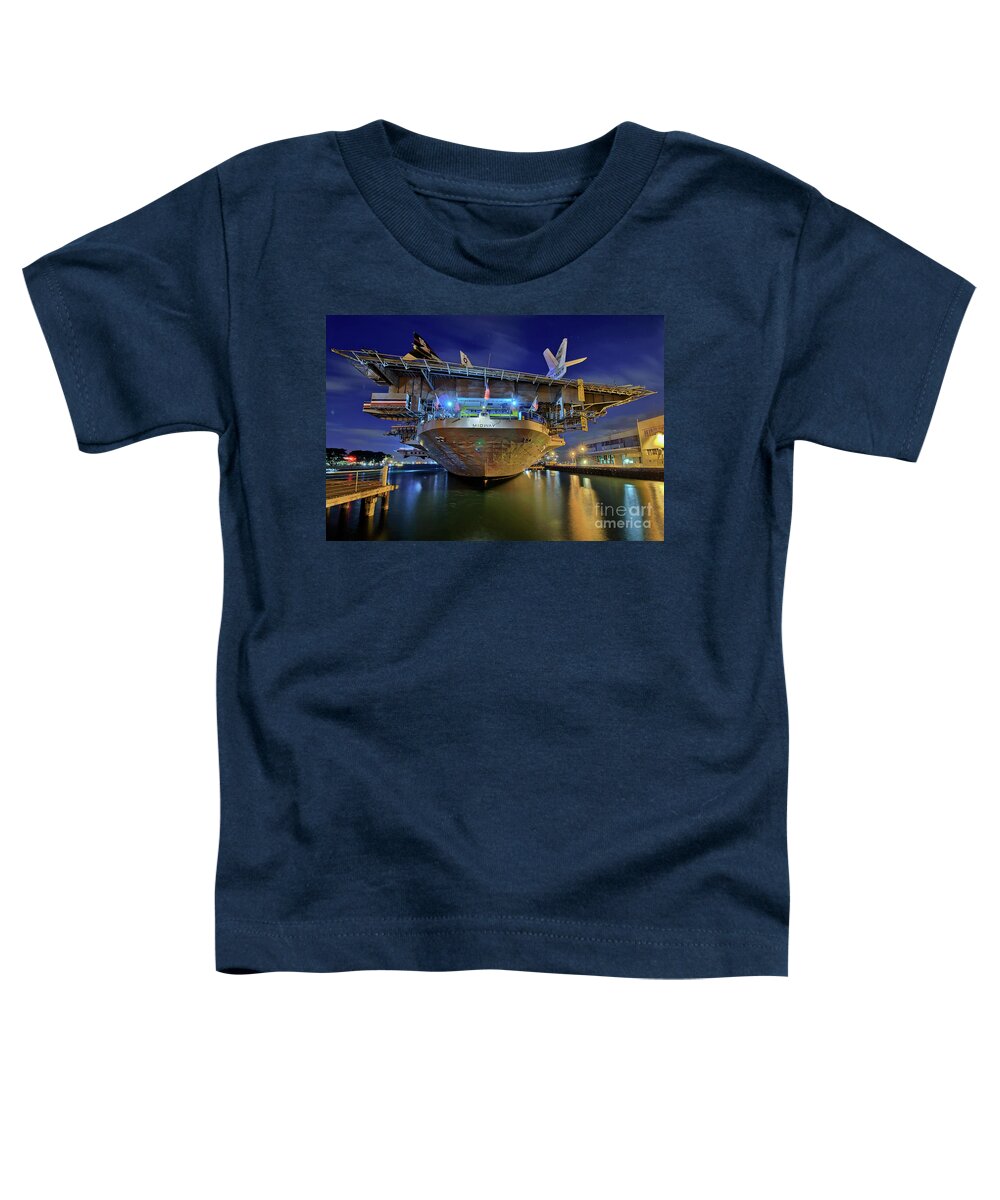 Navy Toddler T-Shirt featuring the photograph USS Midway Aircraft Carrier by Sam Antonio