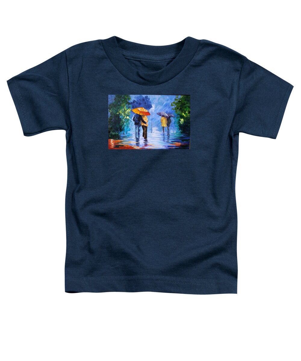 Landscape Toddler T-Shirt featuring the painting Walking in the Rain by Rosie Sherman