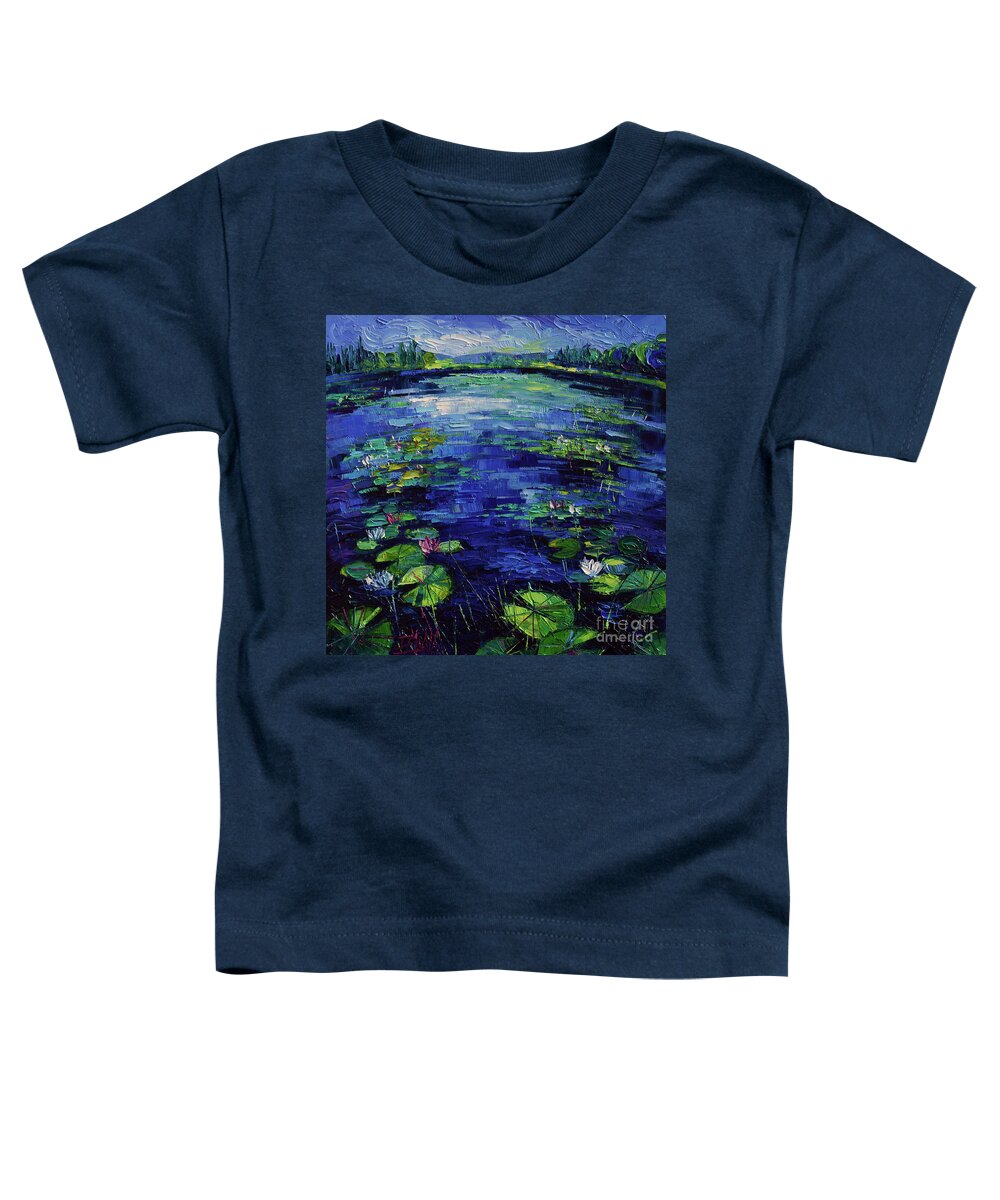 Water Lilies Magic Toddler T-Shirt featuring the painting Water Lilies Magic by Mona Edulesco