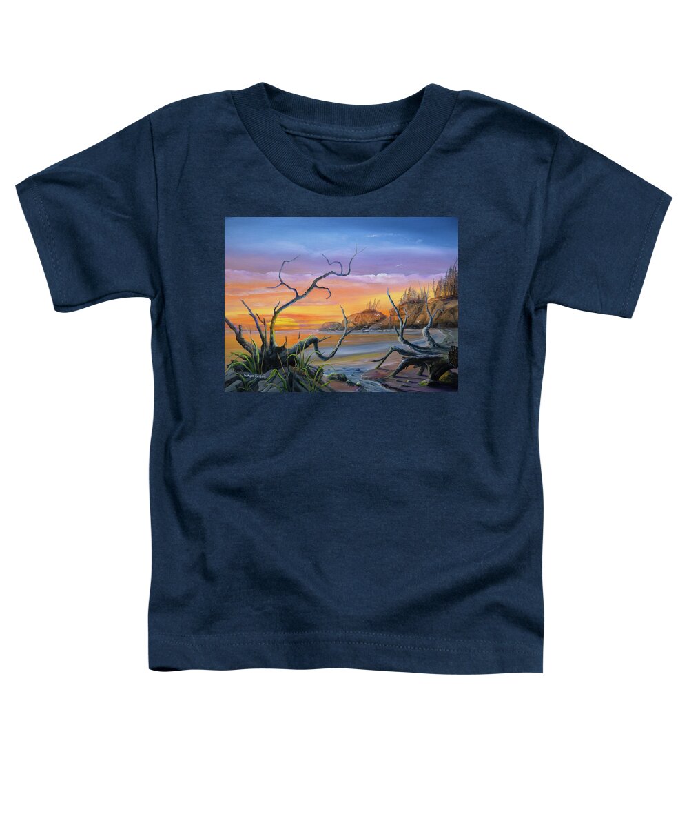 Sunset Toddler T-Shirt featuring the painting West Coast Sunset by Wayne Enslow