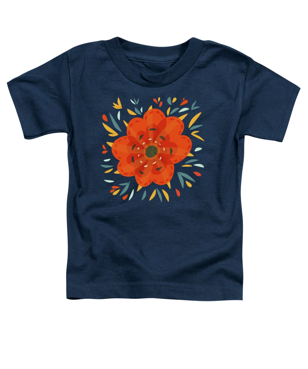 Flower Toddler T-Shirt featuring the digital art Whimsical Decorative Orange Flower by Boriana Giormova