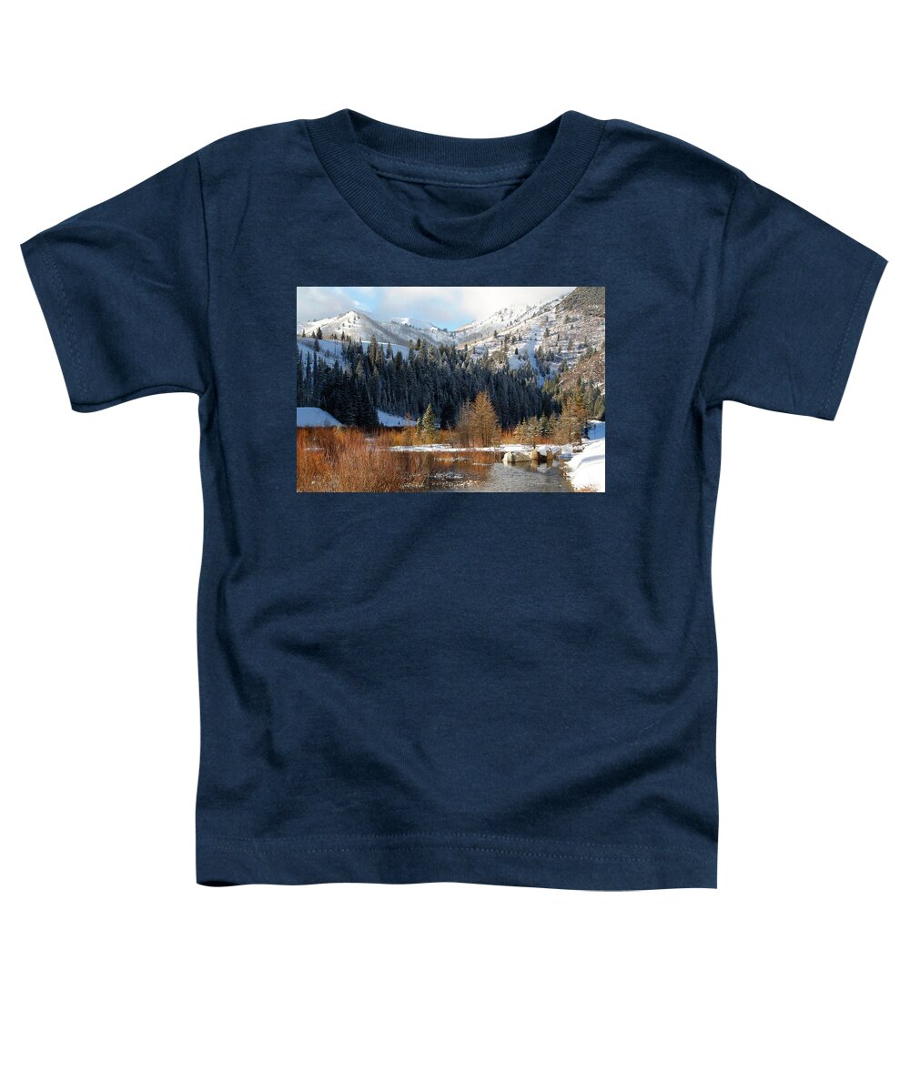 Wintrer Toddler T-Shirt featuring the photograph Winter i Big Cottonwood Canyon by Douglas Pulsipher