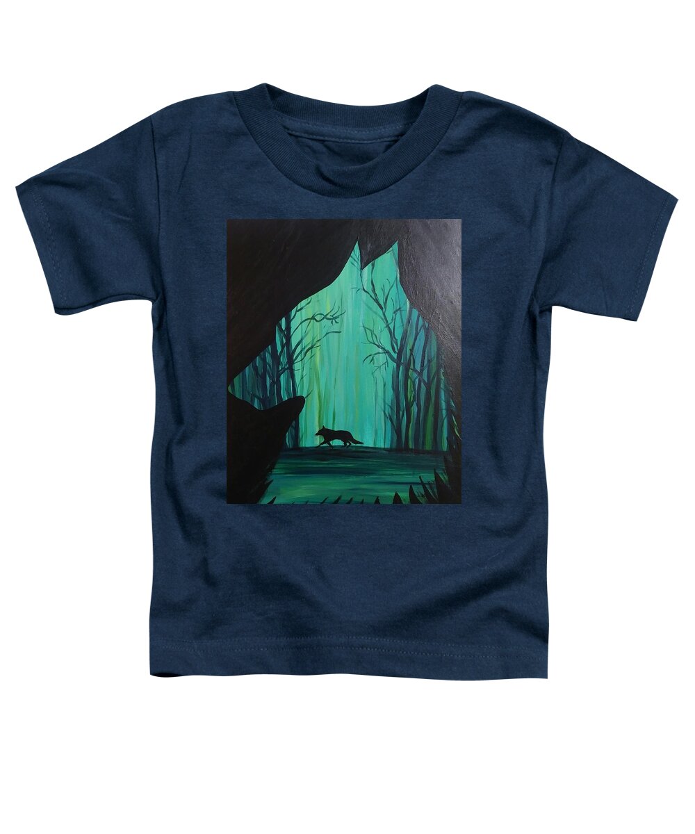 Wolf Toddler T-Shirt featuring the painting Wolf View by Lynne McQueen