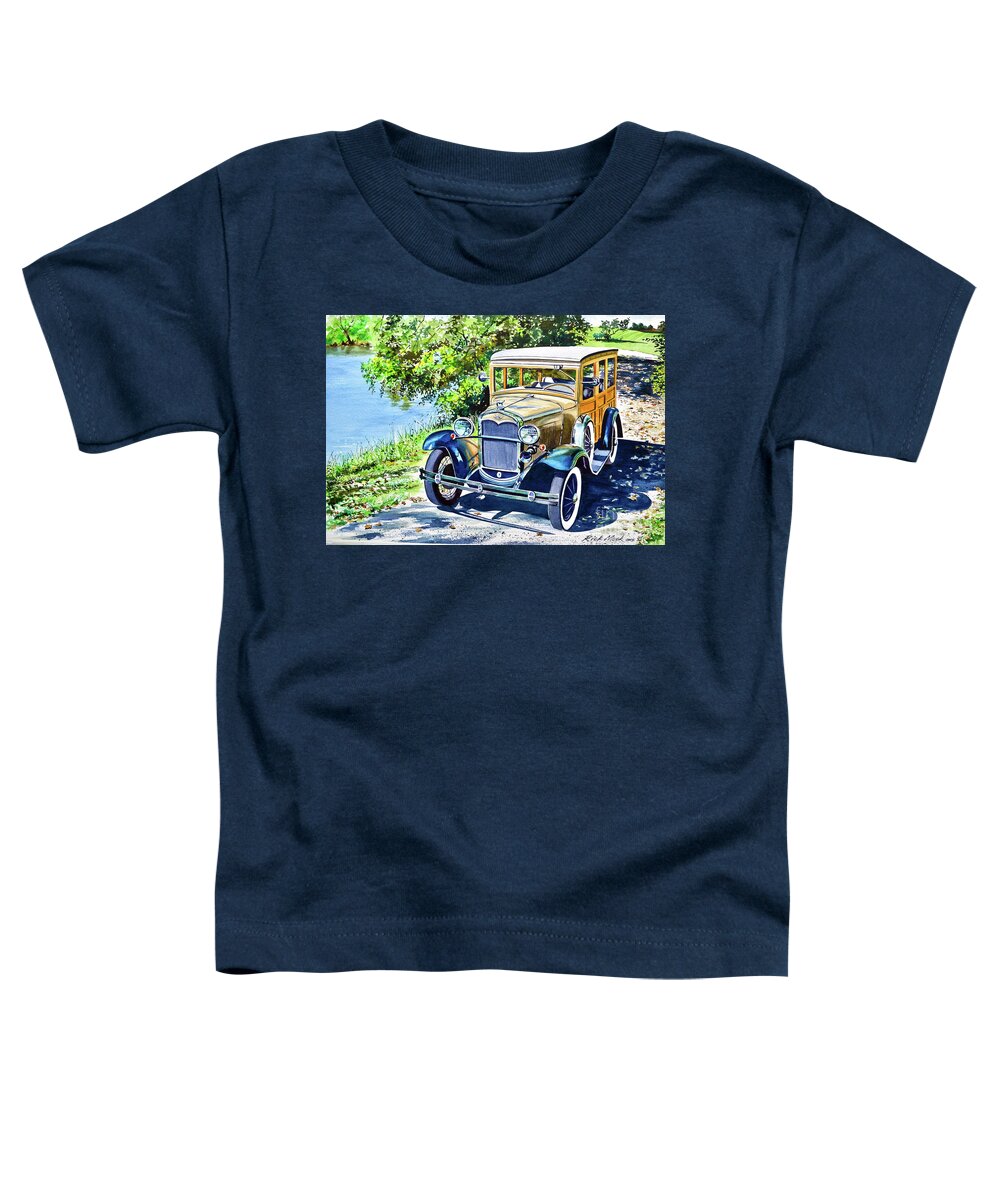 Watercolor Painting Toddler T-Shirt featuring the painting Woody by the Water by Rick Mock