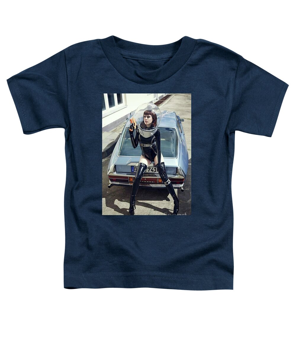 Vintage Toddler T-Shirt featuring the photograph 1960s Woman In Space Suit With Citroen by Retrographs