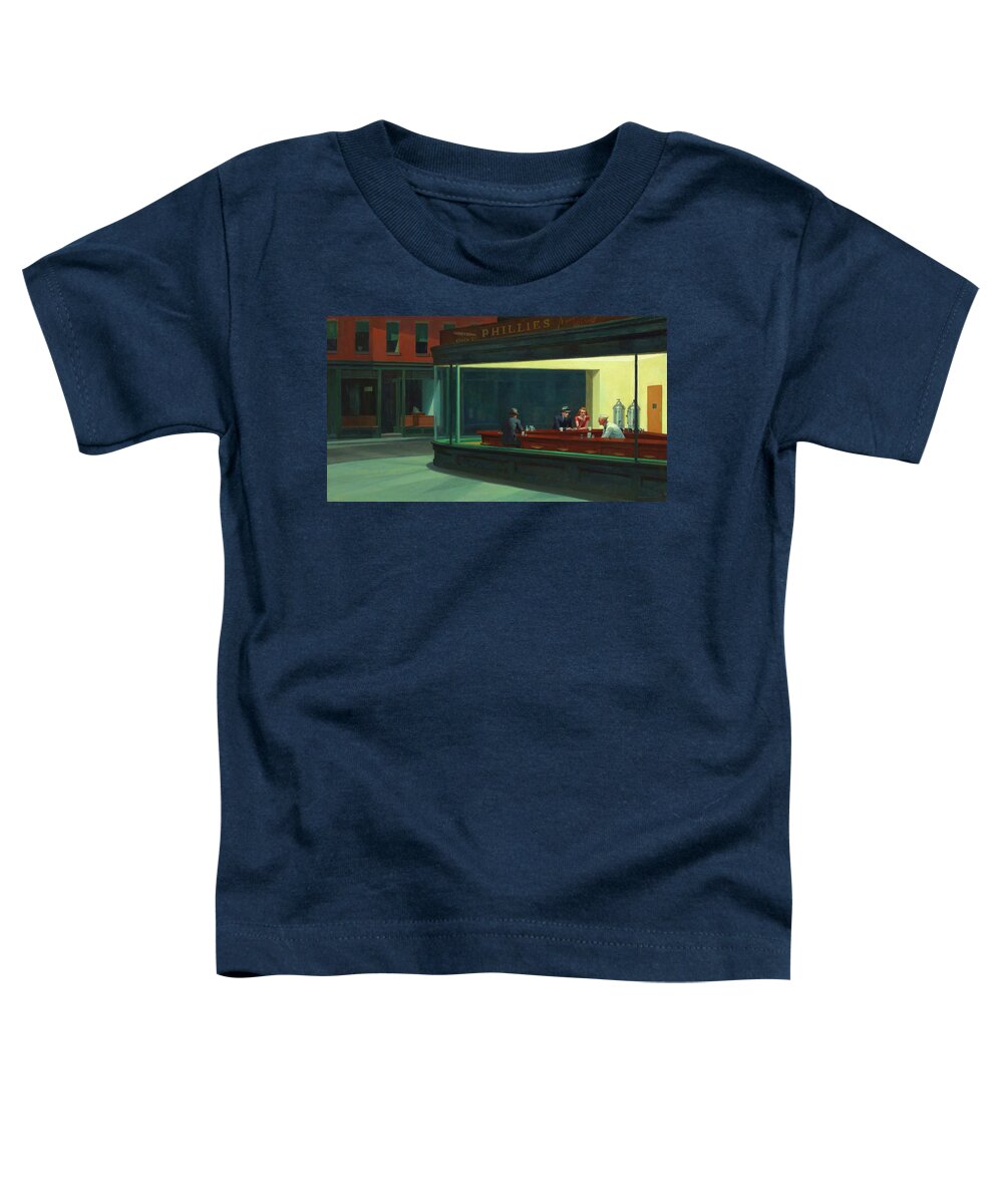 Urban Toddler T-Shirt featuring the painting Nighthawks by Edward Hopper