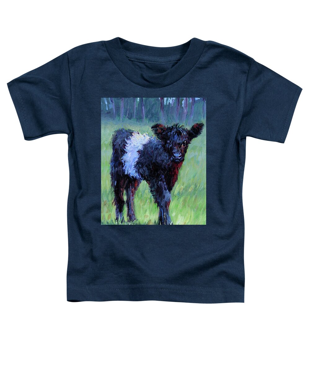 Belted Galloway Toddler T-Shirt featuring the painting Baby by L Diane Johnson