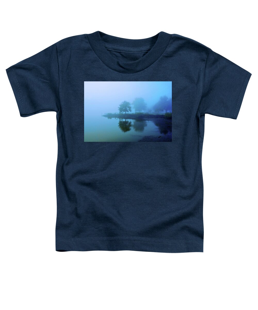 Blue Fog Toddler T-Shirt featuring the photograph Blue Foggy Reflections by Jeannie Allerton