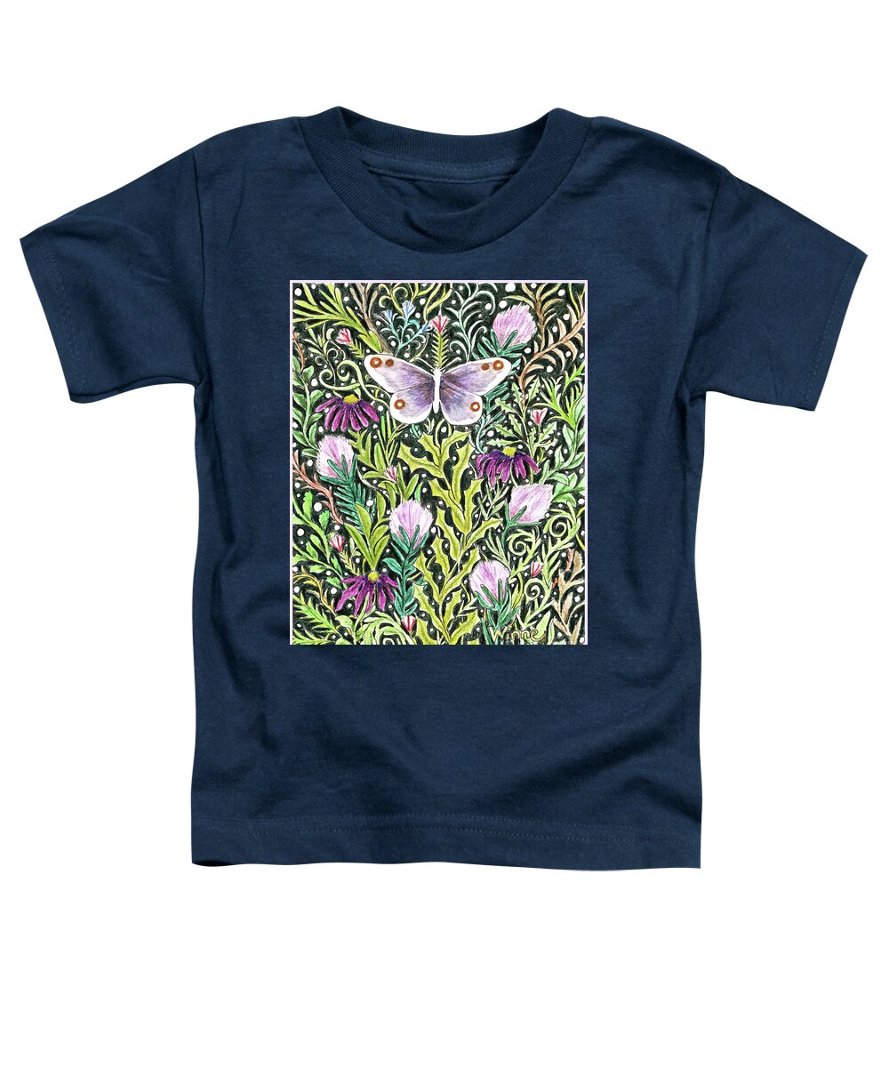 Lise Winne Toddler T-Shirt featuring the mixed media Butterfly Tapestry Design by Lise Winne