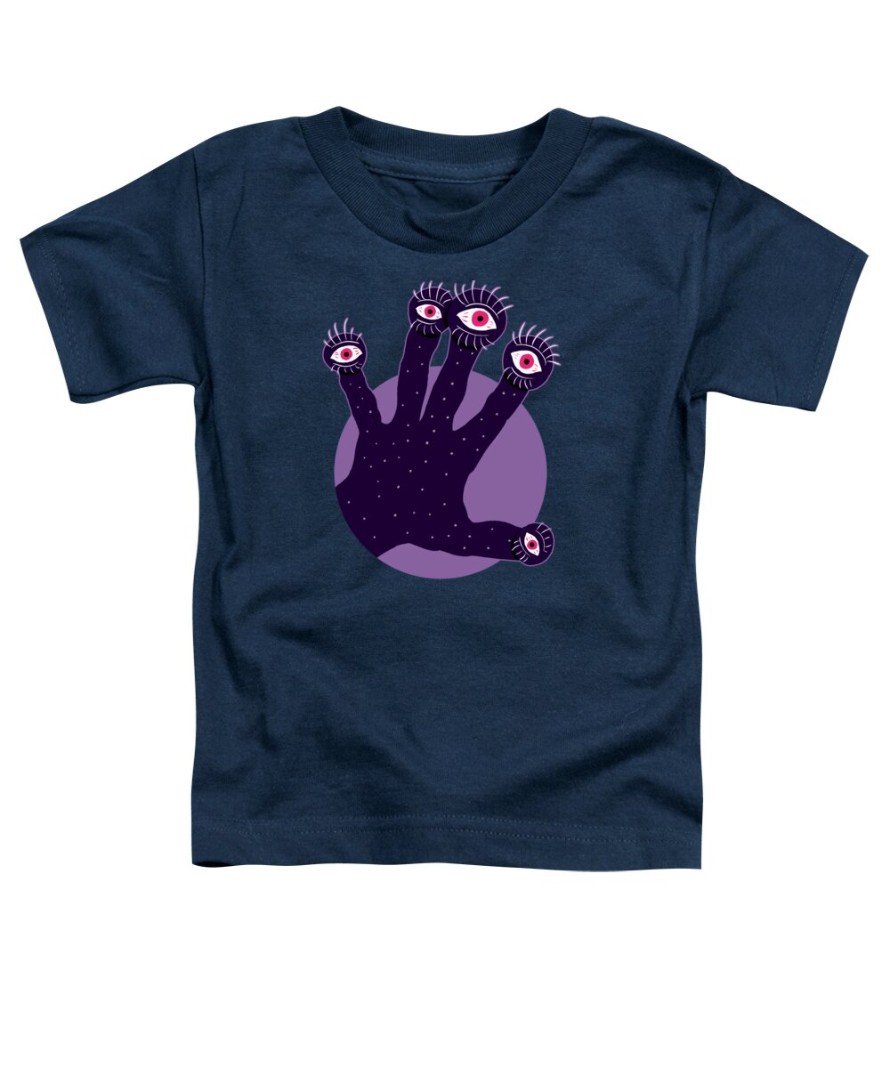 Illustration Toddler T-Shirt featuring the digital art Creepy Hand With Watching Eyes Weird by Boriana Giormova